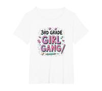 3rd Grade Girl Gang: Fun School Squad for Young Learners T-Shirt, Women's Plus, White, 2X