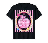3rd Grade Girls Apple Preppy Stripe First Day School Third T-Shirt