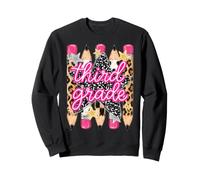 3rd Grade Girls Pencils Preppy Stripe Leopard Composition Sweatshirt