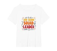 3rd Grade Squad Leader: School Spirit for Young Leaders T-Shirt, Women's Plus, White, 1X