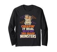 3rd Grade Teacher Halloween Monster Squad Mummy Kids Long Sleeve T-Shirt