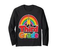 3rd Grade Third Rainbow Banner Elementary First Day Kids Long Sleeve T-Shirt