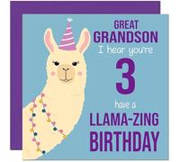 3rd Great Grandson Llama Birthday Card - Llamazing - Funny Llama Great-Grandsons Birthday Card for 3 Year old Kids three, third