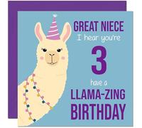 3rd Great Niece Llama Birthday Card - Llamazing - Funny Llama Great-Nieces Birthday Card for 3 Year old Kids three, third