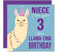 3rd Niece Llama Birthday Card - Llamazing - Funny Llama Nieces Birthday Card for 3 Year old Kids three, third