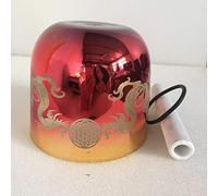 3rd Octave mixed color Crystal Singing bowl Perfect"D" Note Sacral chakra with"China dragon and flower of life" design for sound theraphy 432HZ standard.