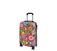 3rd Street UK DR888 Printed Hard Shell Suitcase | Psychedelic Floral ABS | 4 Spinner Wheels | TSA Combination Lock | Lightweight Trolley Case | Cabin/Medium/Large / 3-Piece Set | Woodstock