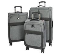 3rd Street UK Soft Shell Suitcase | 4 Spinner Wheels | TSA Combination Lock | Expandable Lightweight Fabric Trolley Case | Cabin / Medium / Large / 3-Piece Set | Eastbourne Flint (Full Set of 3)