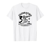 3rd Wedding Anniversary 3 Years of Marriage Couples Design T-Shirt