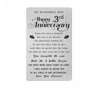 3rd Wedding Anniversary Card Gifts for Him Husband, 3 Year Anniversary Card for Him, Happy 3rd Anniversary Card for Husband Boyfriend, Man 3 Year Anniversary Engraved Wallet Card
