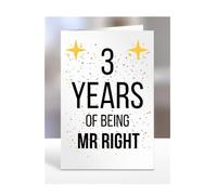 3rd Wedding Anniversary Card, of being Mr Right, Gifts for Husband, Boyfriend, Fiance, Couple, Ideas, Men, Him, Male, Presents for Christmas, 3 years, A5-176b_3