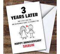 3rd Wedding Anniversary Card Personalised 3 Years Funny Strangle You | Custom Card Personalised Cards, For Husband, For Wife, Him, Her, Funny, Anniversary, 3rd