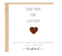 3rd Wedding Anniversary Card with Envelope - Together for Leather - Leather Wedding Anniversary Gi/fts for Husband - Third Anniversary Card & Gift for Men