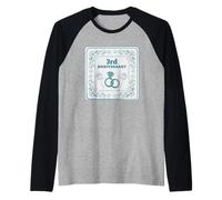 3rd Wedding anniversary Married for three years Raglan Baseball Tee