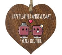 3rd Wedding Anniversary Wooden Heart Plaque for Wife or Husband