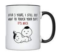 3Rd Year Anniversary Tea Mugs Novelty Ceramic Drinkware Microwave Safe Coffee Mug for Cocoa Hot Chocolate Milk 330Ml