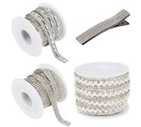 3Roll Rhinestone Ribbon Roll with Square Diamand 3 Yard Self Adhesive Bedazzling Tape Rolls, Glass Gem Diamond Strip, Crystal Ribbon Sticker for DIY Glitter Decorate(3Yard Style3)
