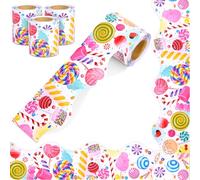 3Rolls 99Ft Candyland Bulletin Board Borders Lollipop Sweet Candy Scalloped Trim Bulletin Borders Back to School Classroom Chalkboard Decor Teacher Student Use for Classroom School Decoration
