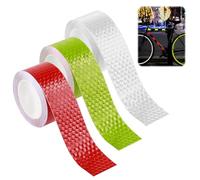 3Rolls Reflective Tape Outdoor Waterproof Reflective Warning Tape Night Safety Self-Adhesive for Bicycle Car Motorcycle Helmets,White,Red,Yellow,2.5cm x 3m