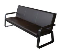 3Seat Waiting Room Bench with PU Backrest Office Guest Chair for Airports Hospitals Businesses & MarketsDurable Black Reception Seating