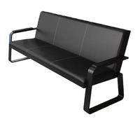 3Seat Waiting Room Bench with PU Backrest Office Guest Chairs for Airports Businesses Hospitals MarketsDurable Black Reception Seating