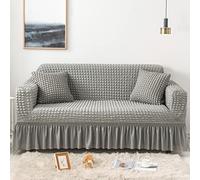 3Seater Sofa Cover with Ruffled Skirt Soft Elastic Bottom 3D Bubble Spx KidFriendly or 1 Piece Stretchable Slipcover