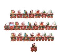 3set Christmas Countdown Calendar Box Train Shape Paper for Treats | Classic Festive Motifs, 24 Day Classroom or Home Celebrations, Holds Chocolates Stickers and Crafts