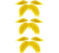 3Set Mustache and Eyebrows,Halloween Funny Cosplay Costume Accessories,Self Adhesive Fake Beard Mustaches Bushy Eyebrows (Yellow)