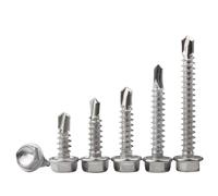 3sets 316 Stainless Steel Outer Hex Hexagon Drill Tail Screws M3.9 M4.2 .8 M5.5 M6.3 Head Self Drilling Tapping Screw for Sheets Wood Roofing Plastic(M4.2x32mm(10pcs))