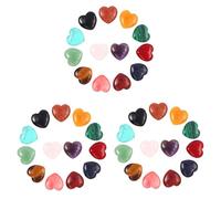 3sets Heart Shape Crystal Stones Ornaments Mixed Color Natural Gemstones for Home Decor Meditation Crafting and Unique Indoor Decoration 24pcs*3