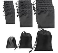 3Sizes Oxford cloth Drawstring Bags, 15 Pcs Waterproof Draw String Back Bag with Toggle, Multi Storage Ditty Bags for Gym Sports Travel & Outdoor Activity for Men Women (Black)