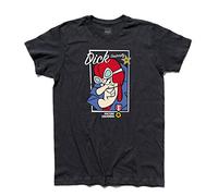 3styler Dick Dastardly Men's T-Shirt Racing Crazy Cars Cotton T-Shirt Short Sleeves Cartoon 70s - Vulture Squadron - Classic Line - 100% Cotton 185 g/m², Black (Dick Vulture), S