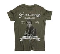 3styler Fonzie Men's T-Shirt - The Fonz Happy Days - Vintage Line - Organic Cotton 140gsm, Kakhi Green, XXL