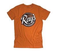 3stylercollection Vintage Men's T-Shirt Ray ’S Music Exchange Inspired Ai Blues Brothers - Orange Vintage, Medium