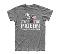 3stylershop Men's T-Shirt Stop The Pigeon Yankee Doodle Inspired at The Wacky Races - Grey Melange, XL