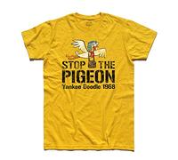 3stylershop Men's T-Shirt Stop The Pigeon Yankee Doodle Inspired at The Wacky Races - Yellow, L