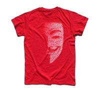 3stylershop Men's V T-Shirt for Revenge - Guy Fawkes Mask - Red - M