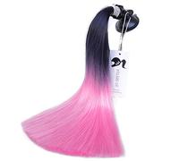 3T-SISTER Crystal Helmet Pigtails 14inch Helmet Ponytail Decoration for Motorcycle Bicycle Ski Helmet Accessories Reusable Suction Cup Rhinestone Design (ombre black to pink)
