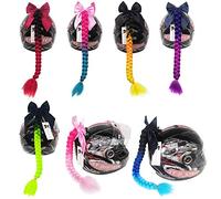 3T-SISTER Helmet Pigtails Accessory Pigtails Ponytail Fluffy Hair for Motorcycle Bicycle Batting Skate or Other Helmets 1PCS 24inch /Many Colors (Customised bow type)