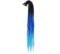3T-SISTER Helmet Pigtails Gradient Ramp Helmet Braids Ponytail Helmet Hair with Suction Cup for Motor Bike 1PCS 24inch Ombre Black to Blue + Free Bracelet
