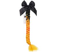 3T-SISTER Helmet Pigtails Gradient Ramp Helmet Braids Ponytail Helmet Hair with Suction Cup with Bowknot for Motor Bike 1PCS 24inch Ombre Black to Yellow + Free Bracelet