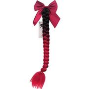 3T-SISTER Helmet Pigtails Gradient Ramp Helmet Braids Ponytail Helmet Hair with Suction Cup with Bowknot for Motorcycle Bike 1PCS 24inch-Ombre Black to RED + Free Braceket