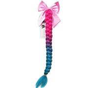 3T-SISTER Helmet Pigtails Gradient Ramp Helmet Braids Ponytail Helmet Hair with Suction Cup with Bowknot for Motor Bike 1PCS 24inch Omber Red to Cyan + Free Bracelet
