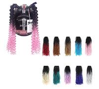 3T-SISTER Helmet Pigtails Gradient Ramp Helmet Curly Ponytail Hair with Suction Cup for Motor Bike 2PCS