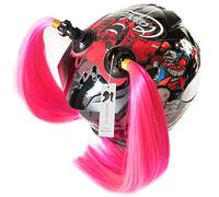 3T-SISTER Helmet Pigtails Motorcycle Helmet Ponytail Braids Helmet Synthetic Hair with Suction Cup Decoration 2PCS 14inch Pink