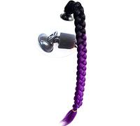 3T-SISTER Suction Cup Ponytail Motorcycle Helmet Pigtails Curly Braids Hair Synthetic Fibre Pony Tails Ombre Color 22Inch (purple)