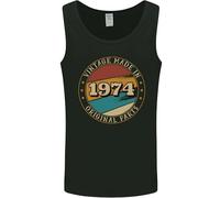 3TEES 51st Birthday Vintage Made In 1974 Mens Vest Tank Top Black XL