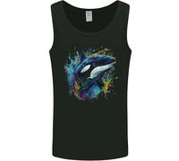 3TEES A Colourful Orca Killer Whale Mens Vest Tank Top Black 2XL