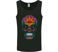 3TEES A Day of the Dead Sugar Skull Mens Vest Tank Top Black 2XL