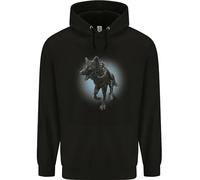 3TEES A Girl on Wolf Mens 80% Cotton Hoodie Black